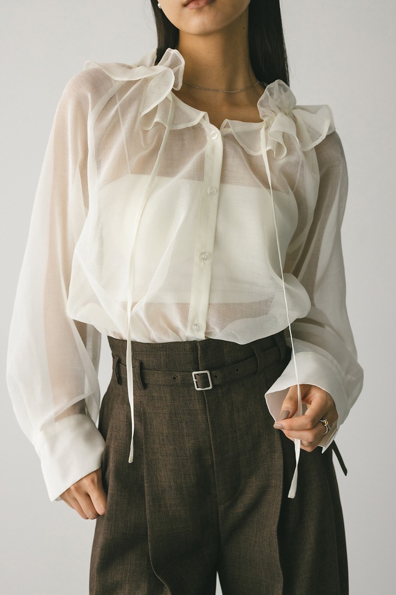 フリルカラーシアーシャツ