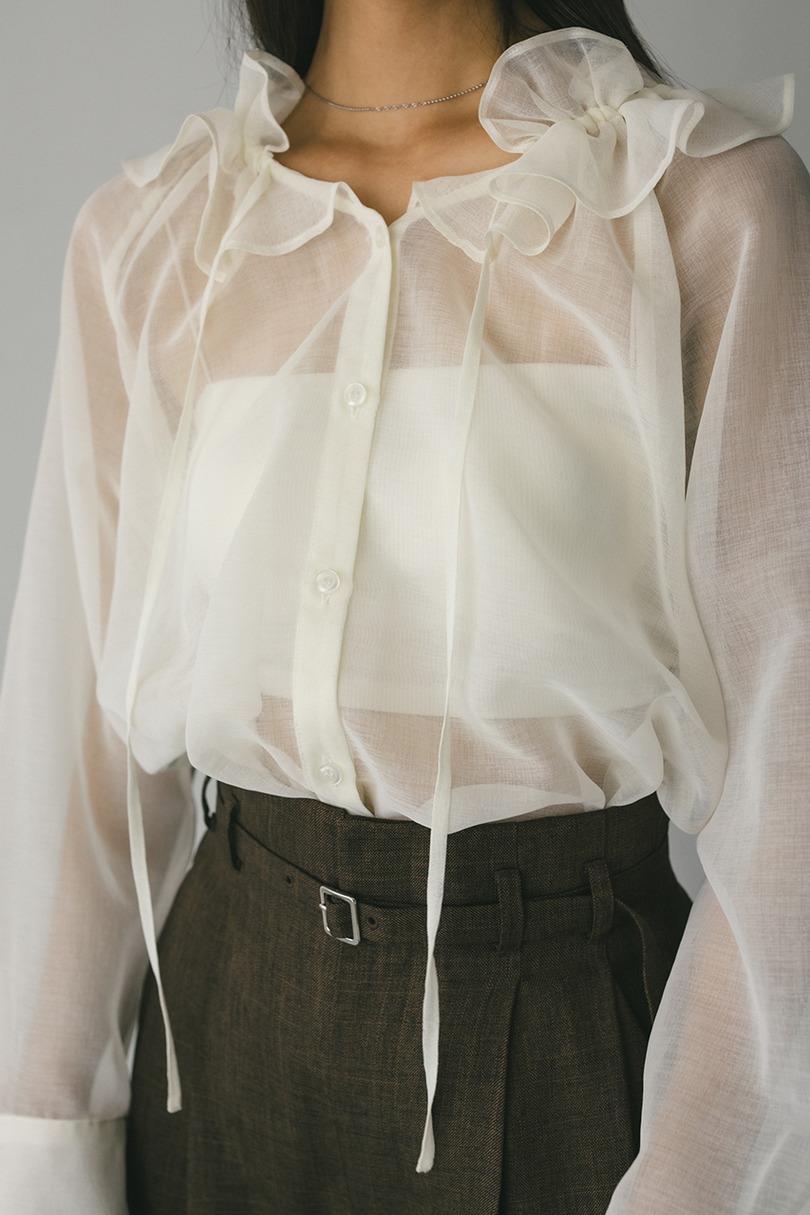 フリルカラーシアーシャツ 詳細画像 WHT 3