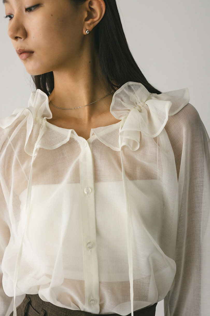 フリルカラーシアーシャツ 詳細画像 WHT 4
