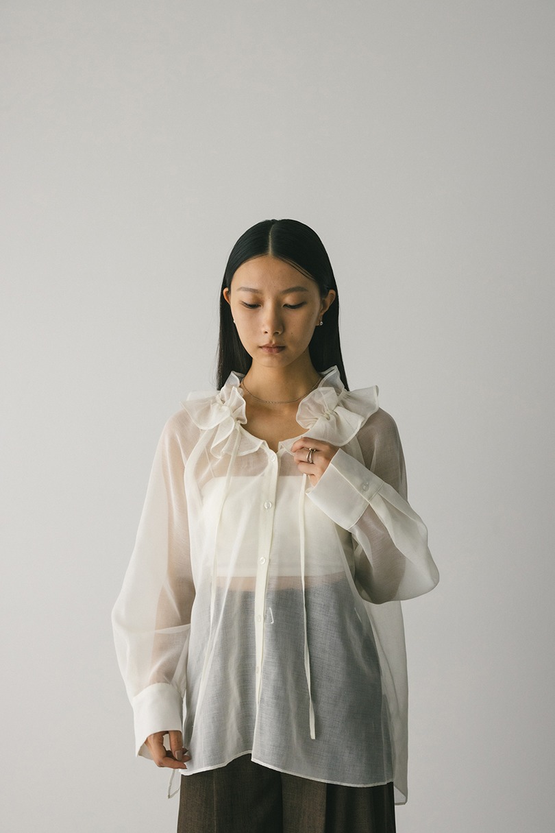 フリルカラーシアーシャツ 詳細画像 WHT 7
