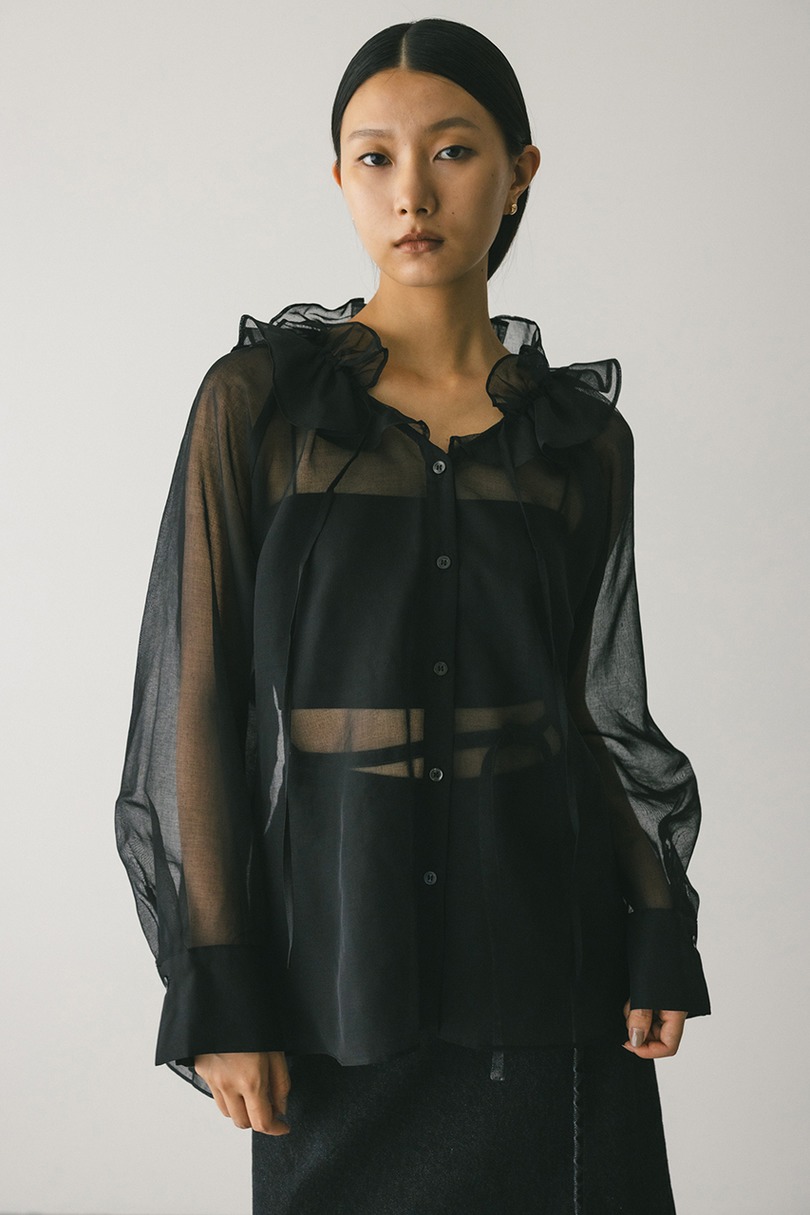 フリルカラーシアーシャツ