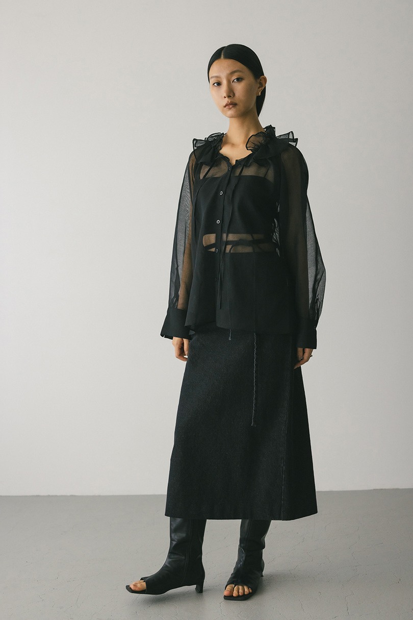 フリルカラーシアーシャツ 詳細画像 BLK 2