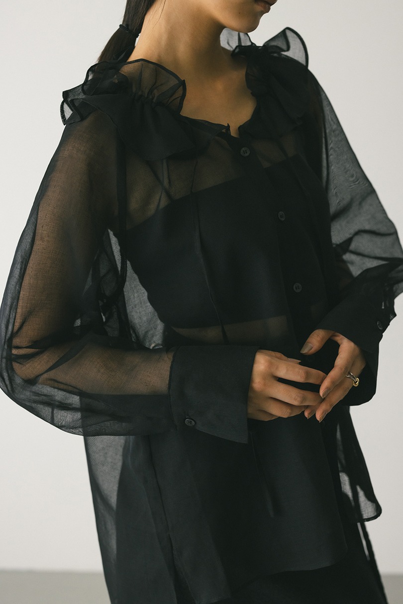 フリルカラーシアーシャツ 詳細画像 BLK 3
