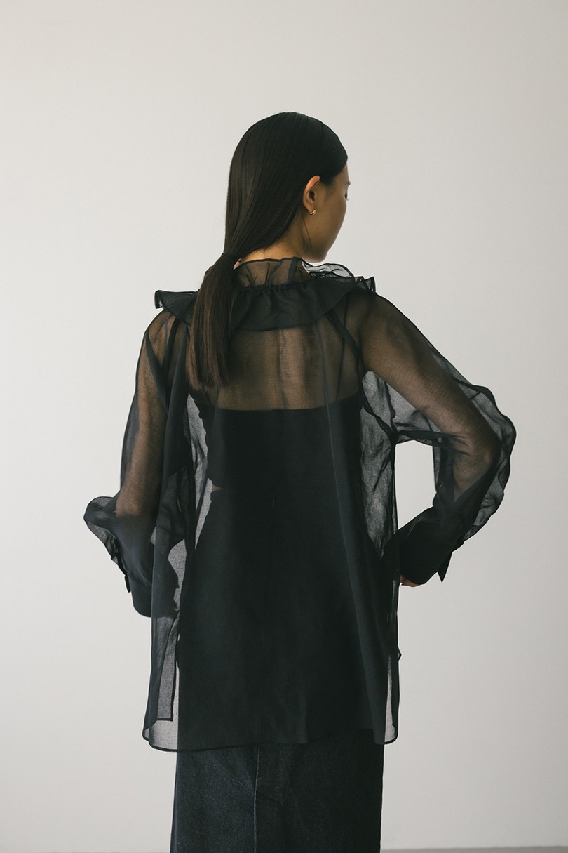 フリルカラーシアーシャツ 詳細画像 BLK 4