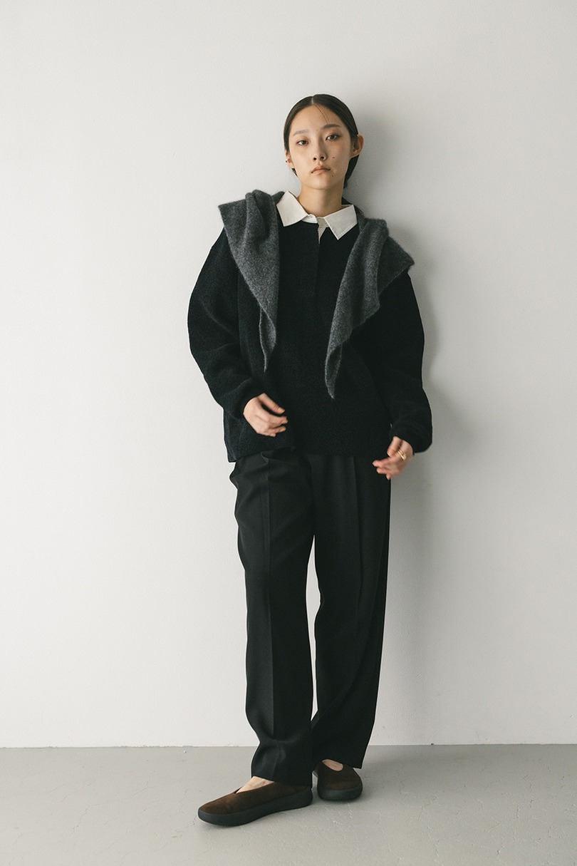 【WEB限定】ベーシックツータックパンツロング　 詳細画像 BLK 2