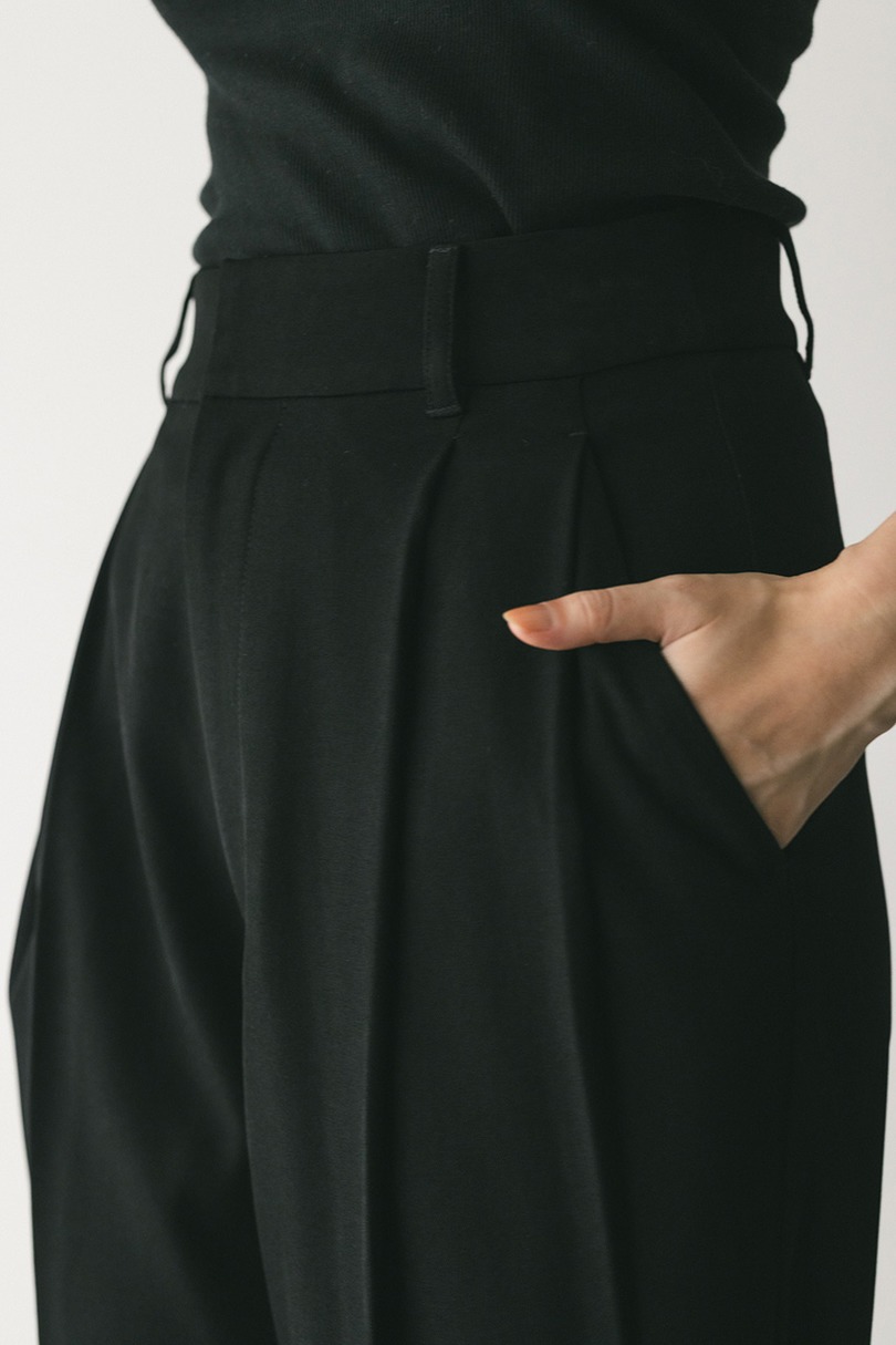 【WEB限定】ベーシックツータックパンツロング　 詳細画像 BLK 7