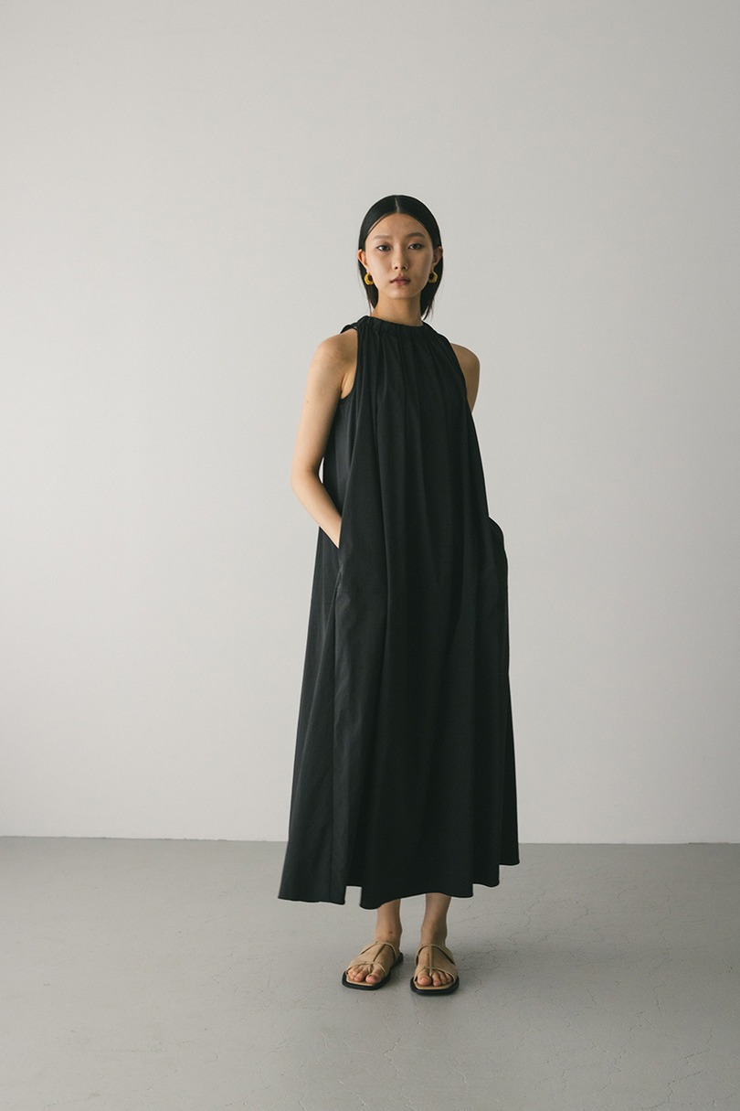 撥水ネックギャザーワンピース 詳細画像 BLK 2