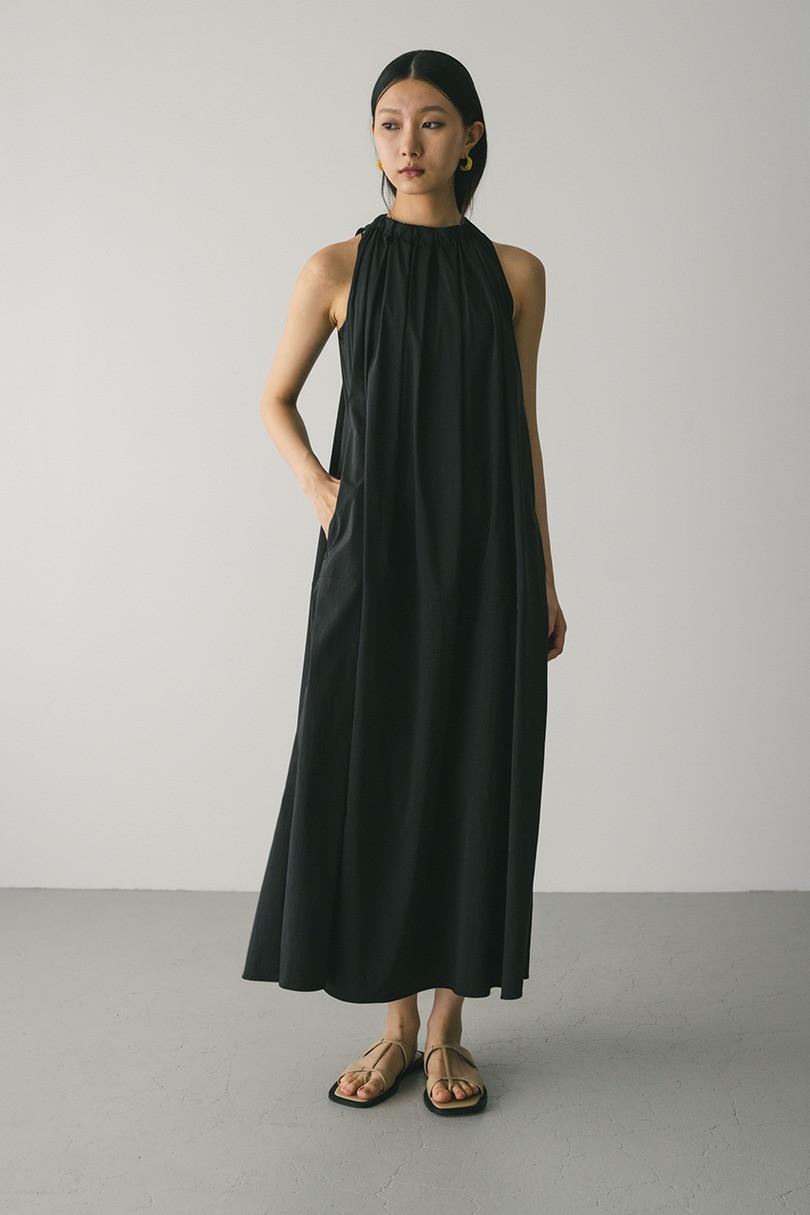 撥水ネックギャザーワンピース 詳細画像 BLK 3