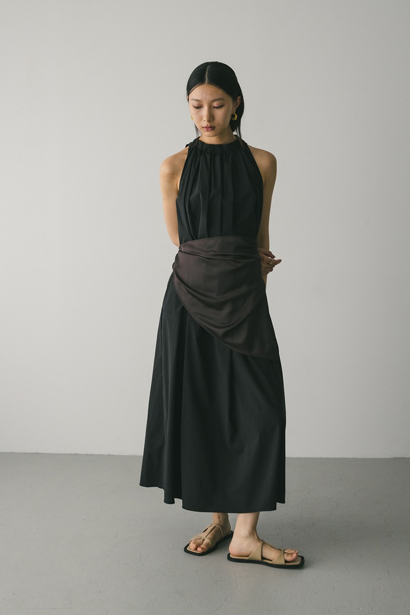 撥水ネックギャザーワンピース 詳細画像 BLK 4