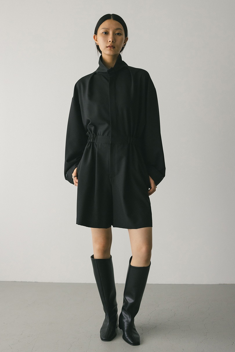 スタンドネックショートロンパース 詳細画像 BLK 2