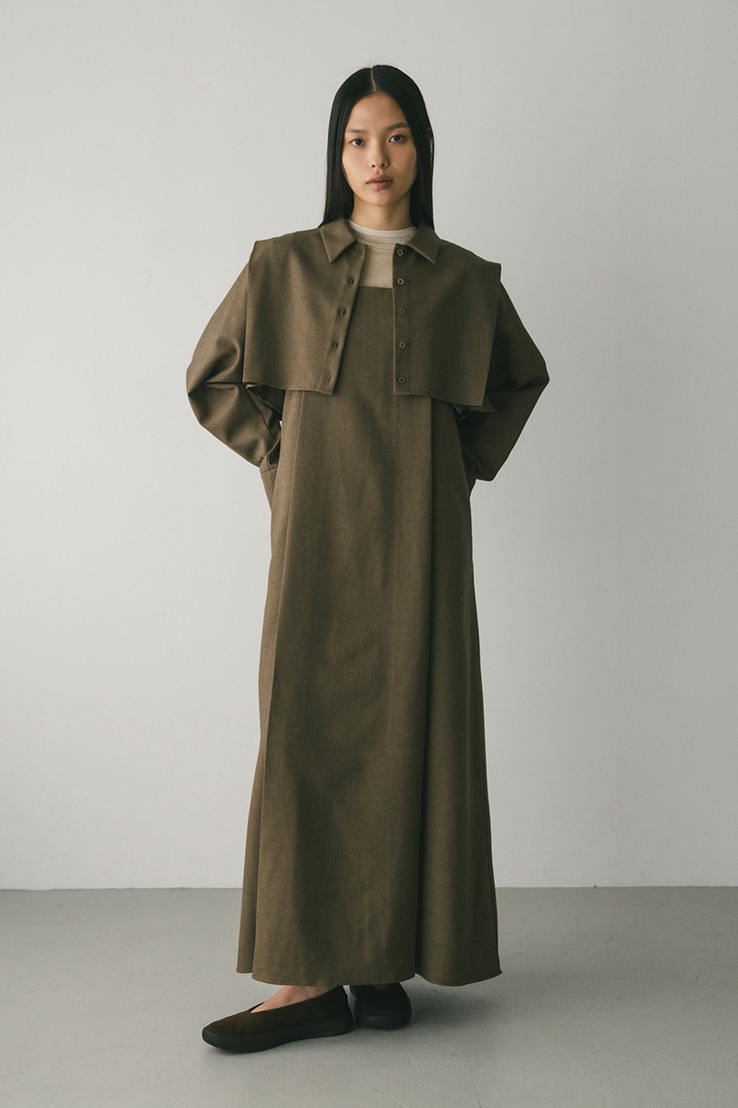 2ピースシャツレイヤードワンピース