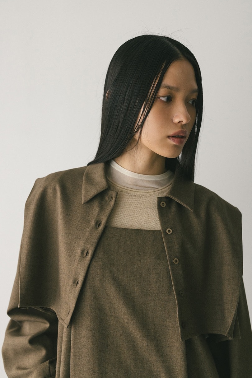 2ピースシャツレイヤードワンピース 詳細画像 BRN 3