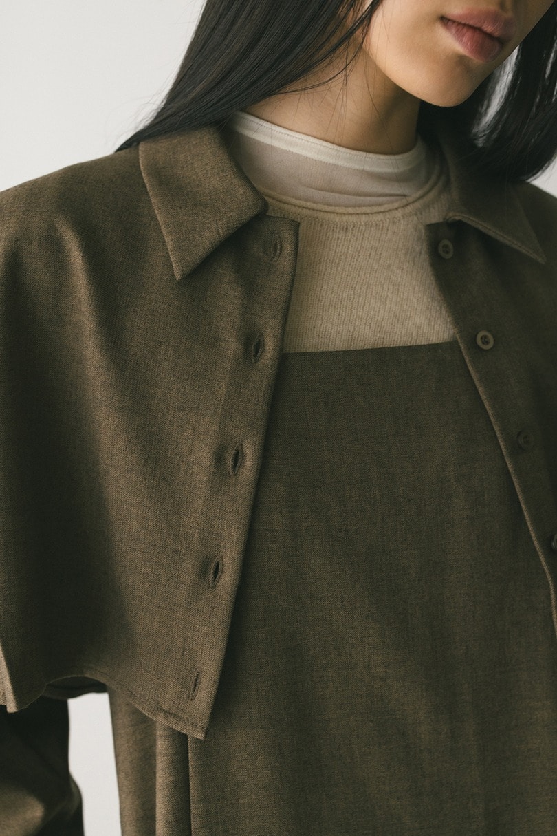 2ピースシャツレイヤードワンピース 詳細画像 BRN 4