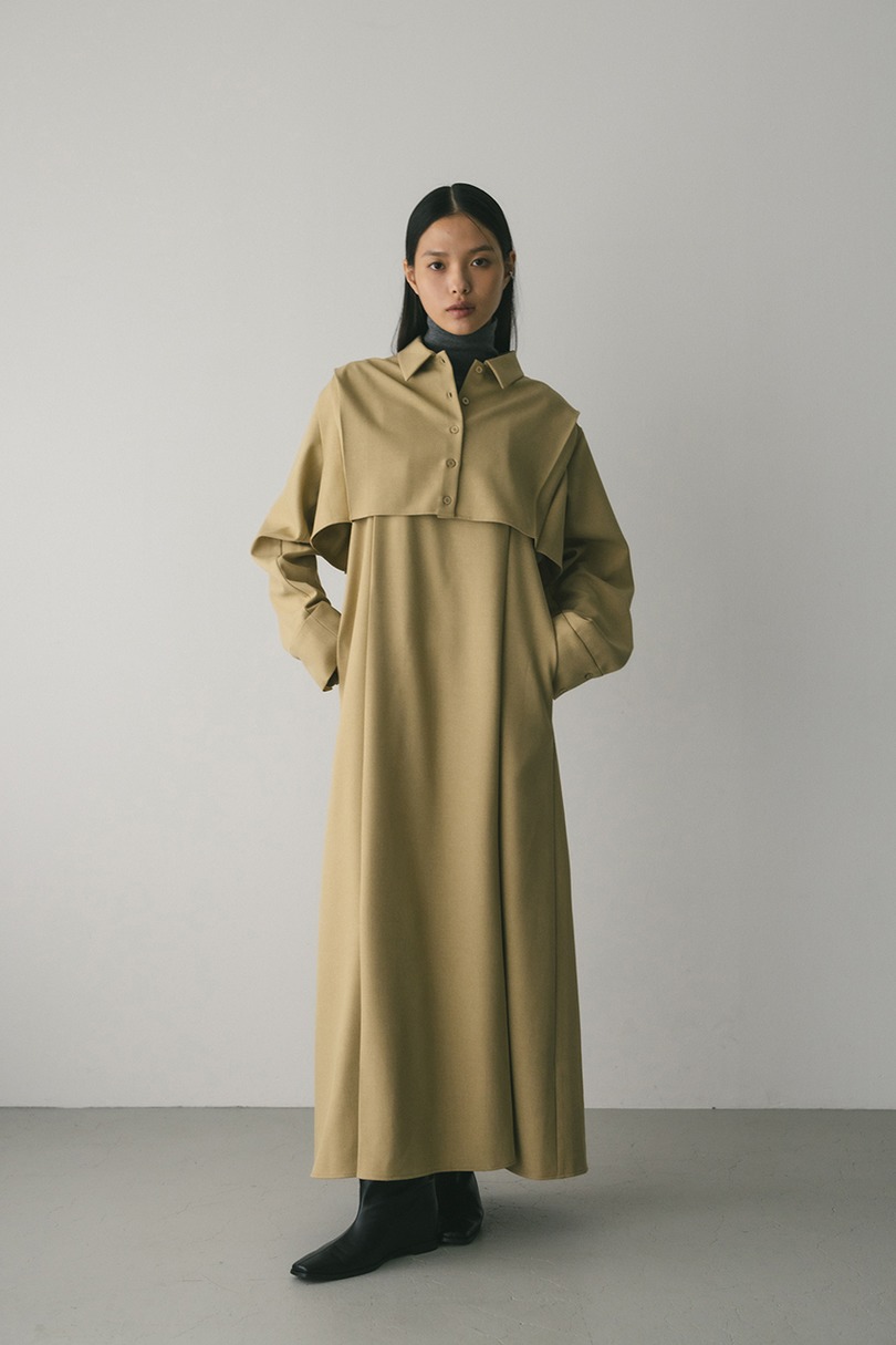 2ピースシャツレイヤードワンピース