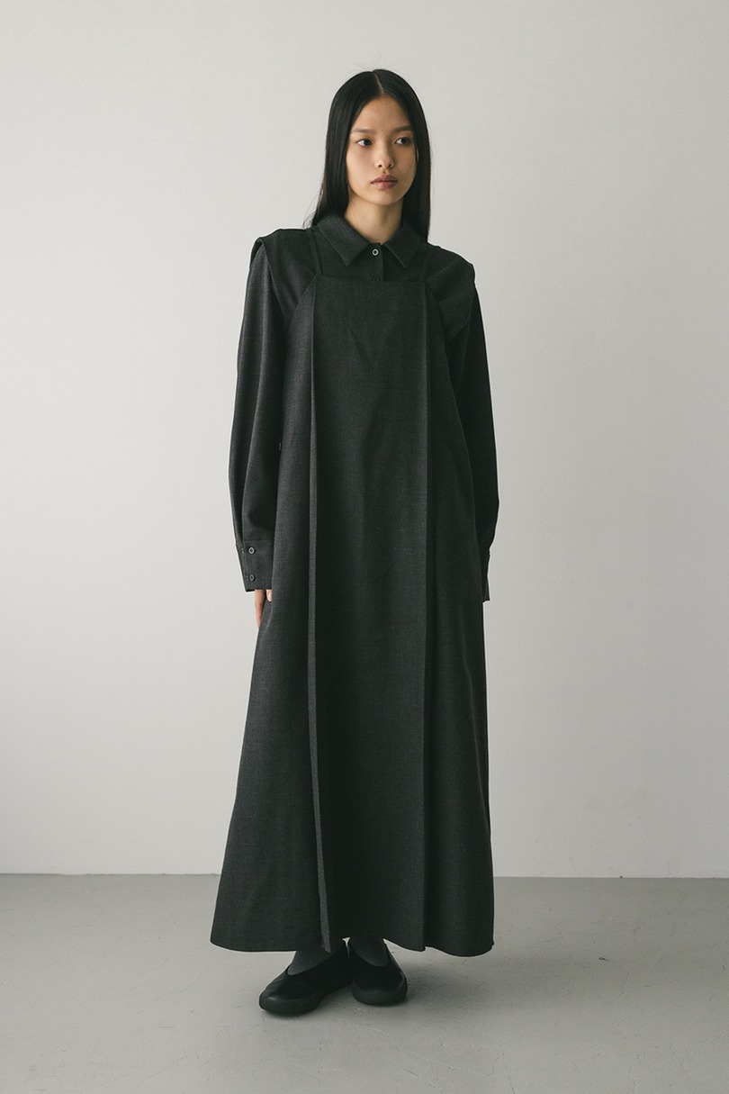 2ピースシャツレイヤードワンピース