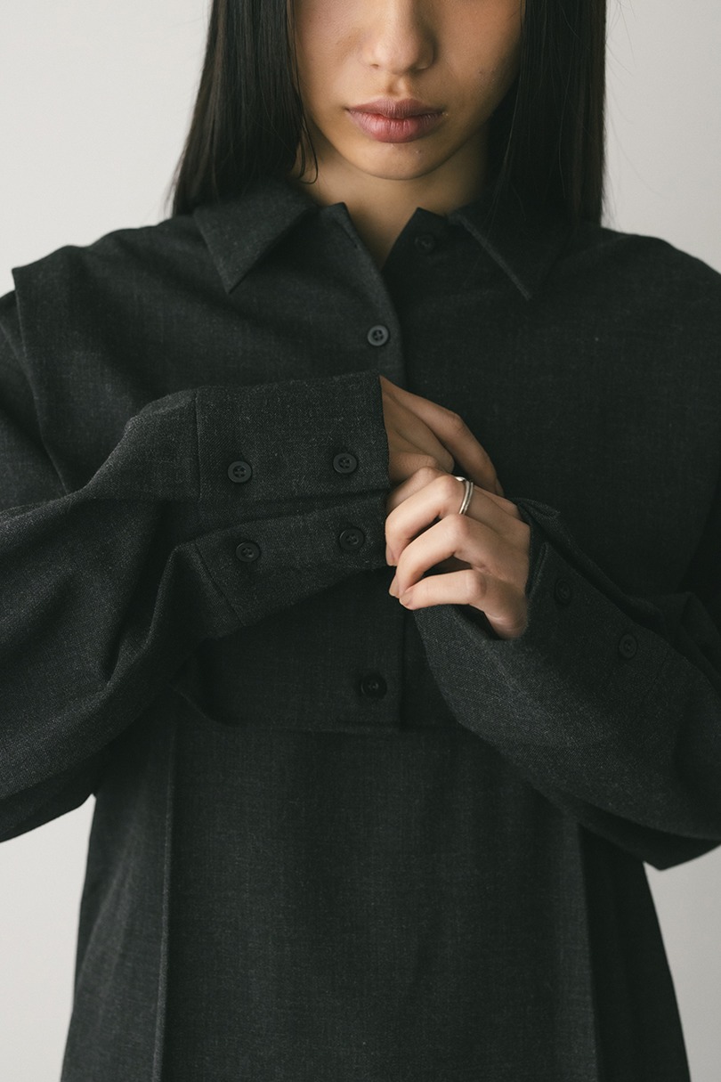 2ピースシャツレイヤードワンピース 詳細画像 GRY 10