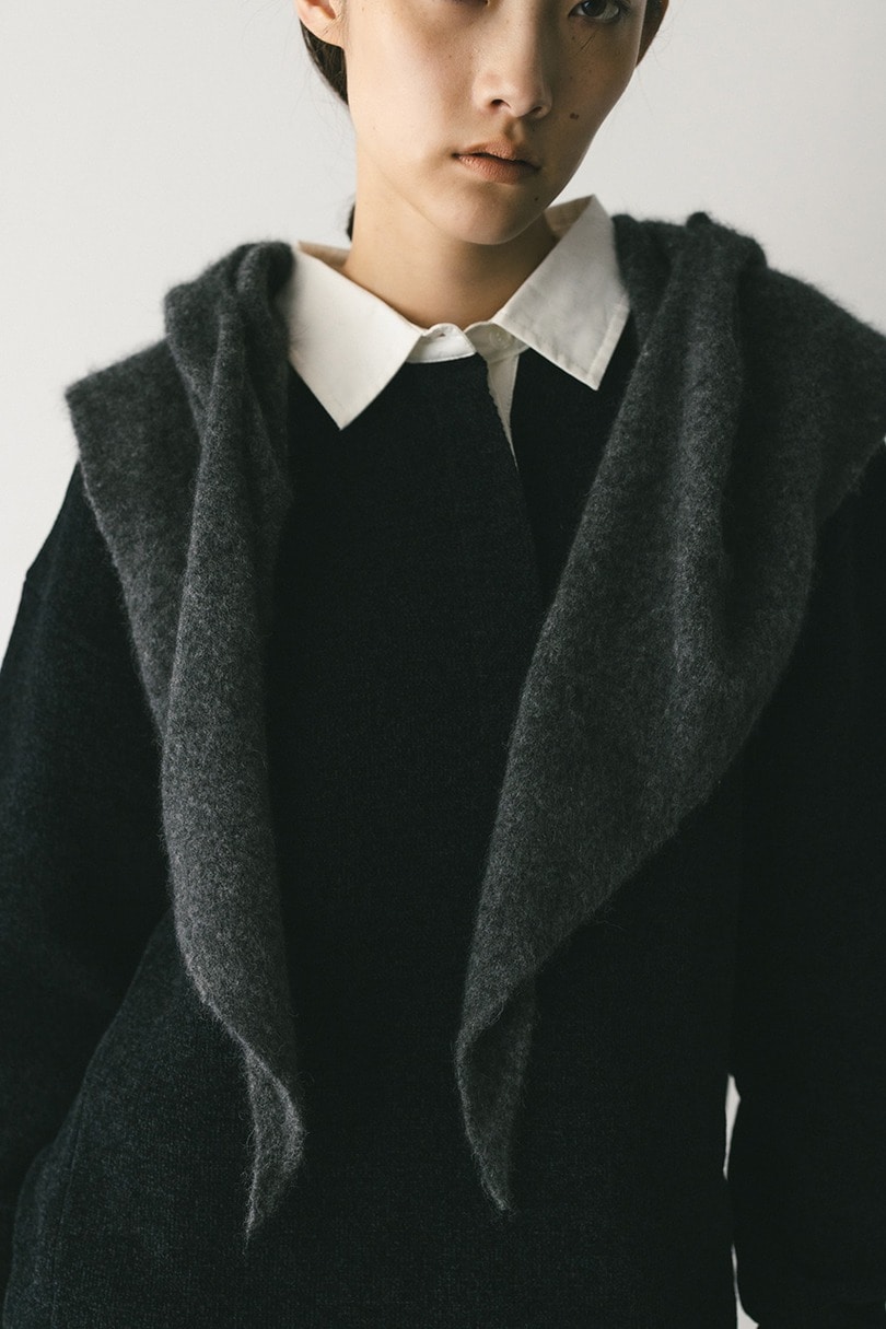 アンゴラミックスフーディースカーフ 詳細画像 GRY 2