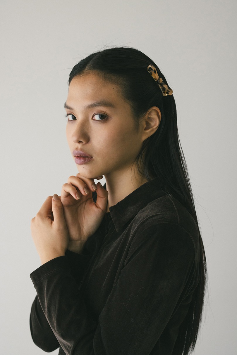 リボンミニヘアクリップ 詳細画像 柄BEG 2