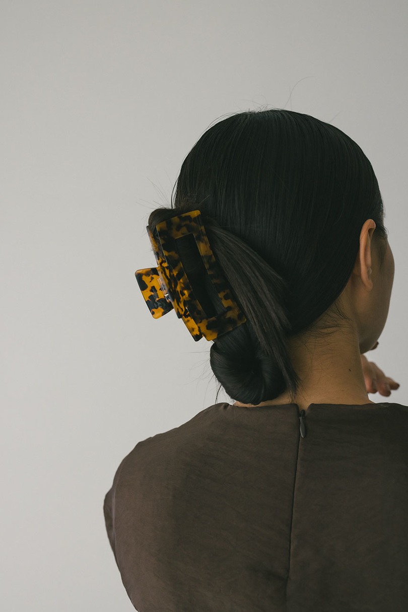 マーブルスクエアヘアクリップ 詳細画像 BRN 2