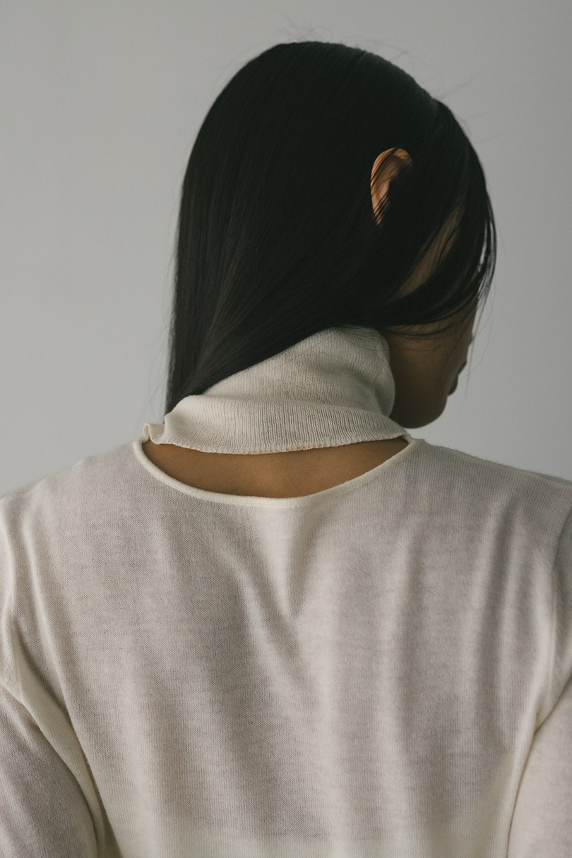 2WAYウォッシャブルハイネックオープンニット 詳細画像 WHT 10