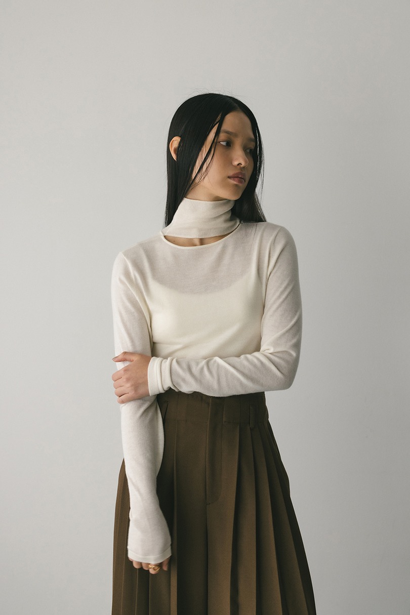 2WAYウォッシャブルハイネックオープンニット 詳細画像 WHT 5