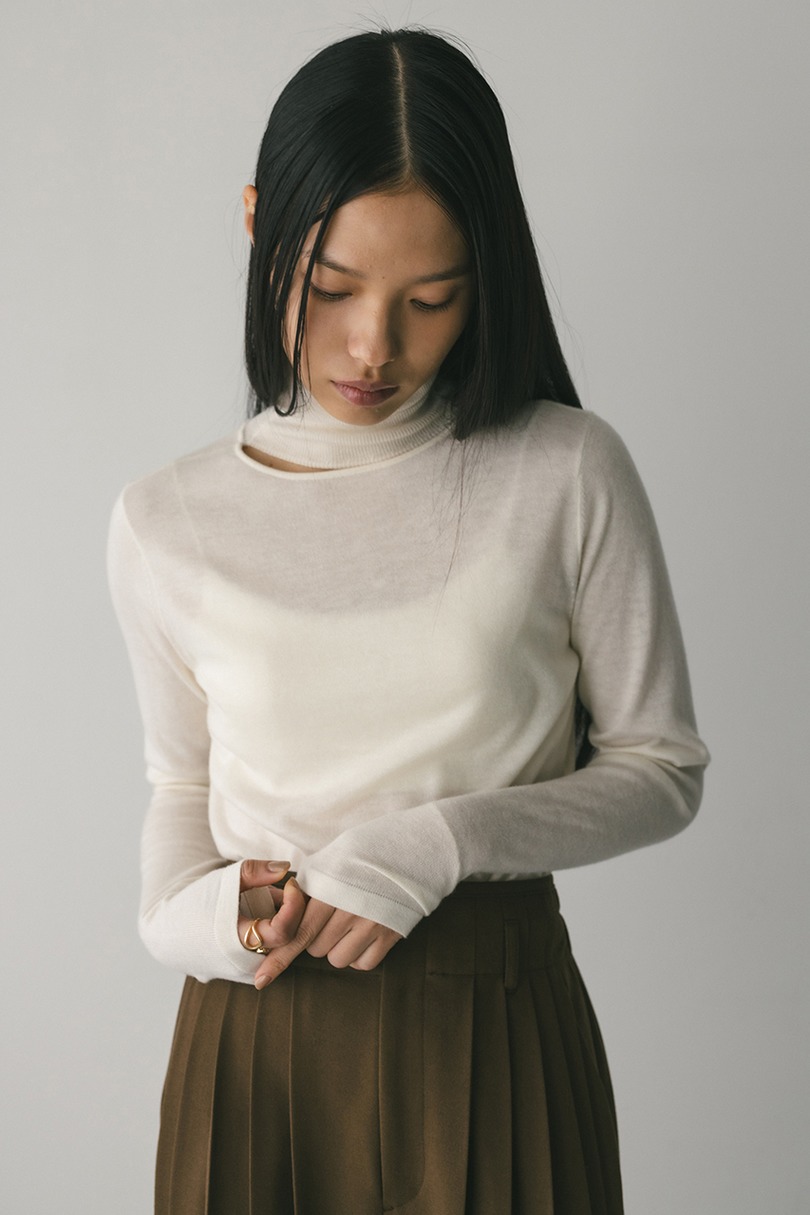 2WAYウォッシャブルハイネックオープンニット 詳細画像 WHT 6