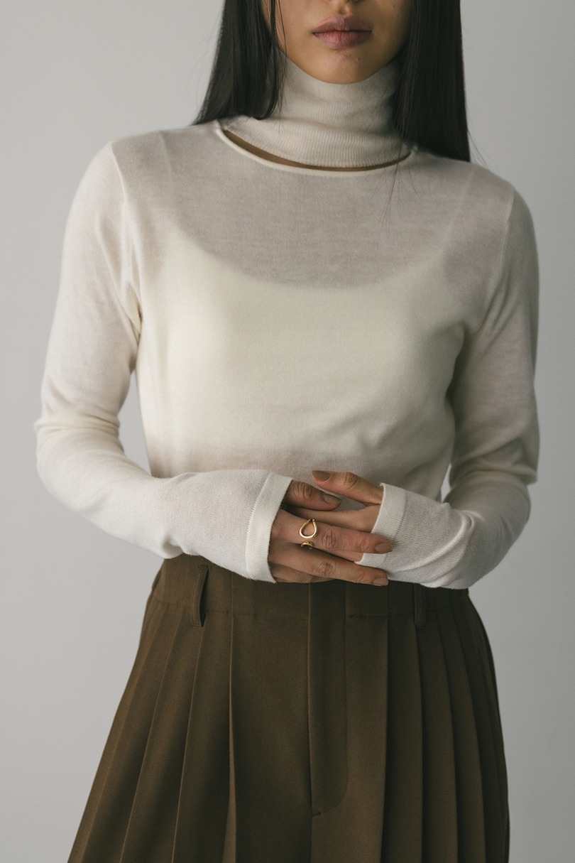 2WAYウォッシャブルハイネックオープンニット 詳細画像 WHT 7