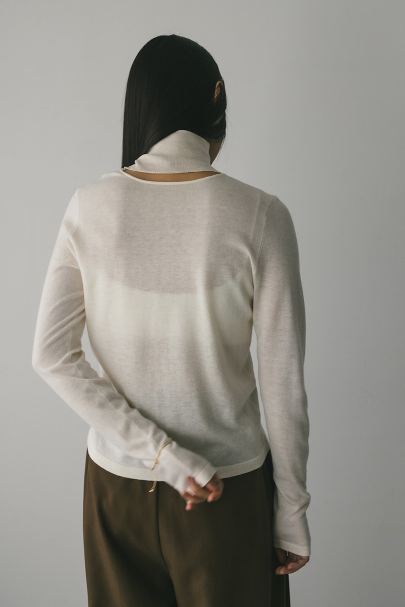 2WAYウォッシャブルハイネックオープンニット 詳細画像 WHT 8