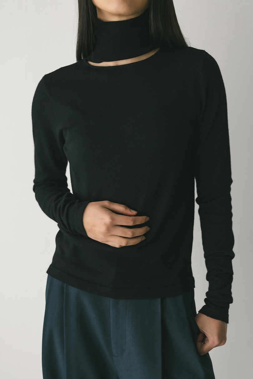 2WAYウォッシャブルハイネックオープンニット 詳細画像 BLK 2