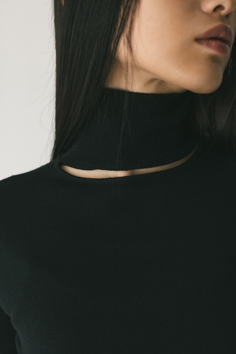 2WAYウォッシャブルハイネックオープンニット 詳細画像 BLK 4