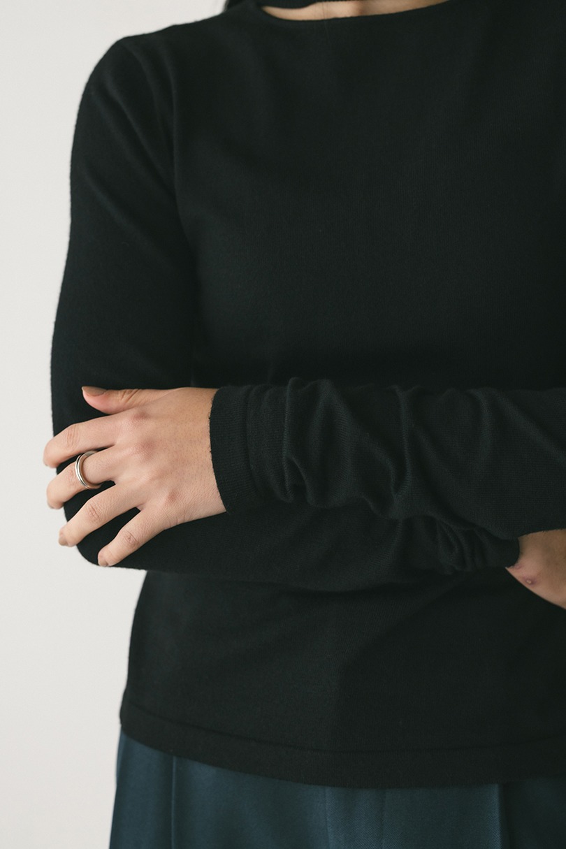 2WAYウォッシャブルハイネックオープンニット 詳細画像 BLK 5