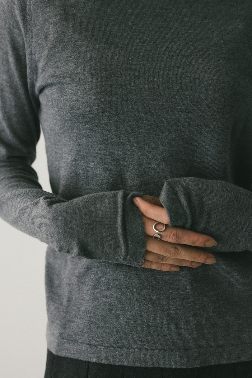 2WAYウォッシャブルハイネックオープンニット 詳細画像 GRY 10