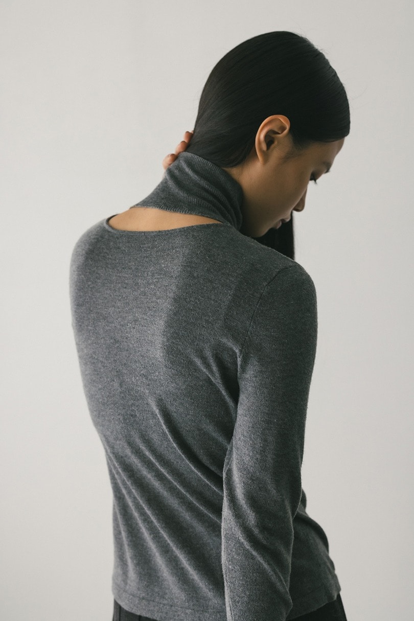 2WAYウォッシャブルハイネックオープンニット 詳細画像 GRY 6