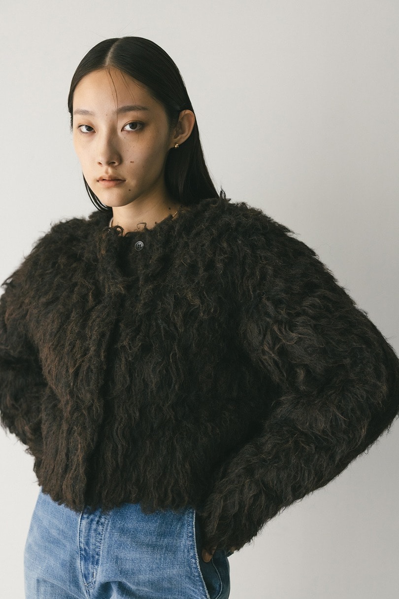 メランジシャギーショートニットカーデ