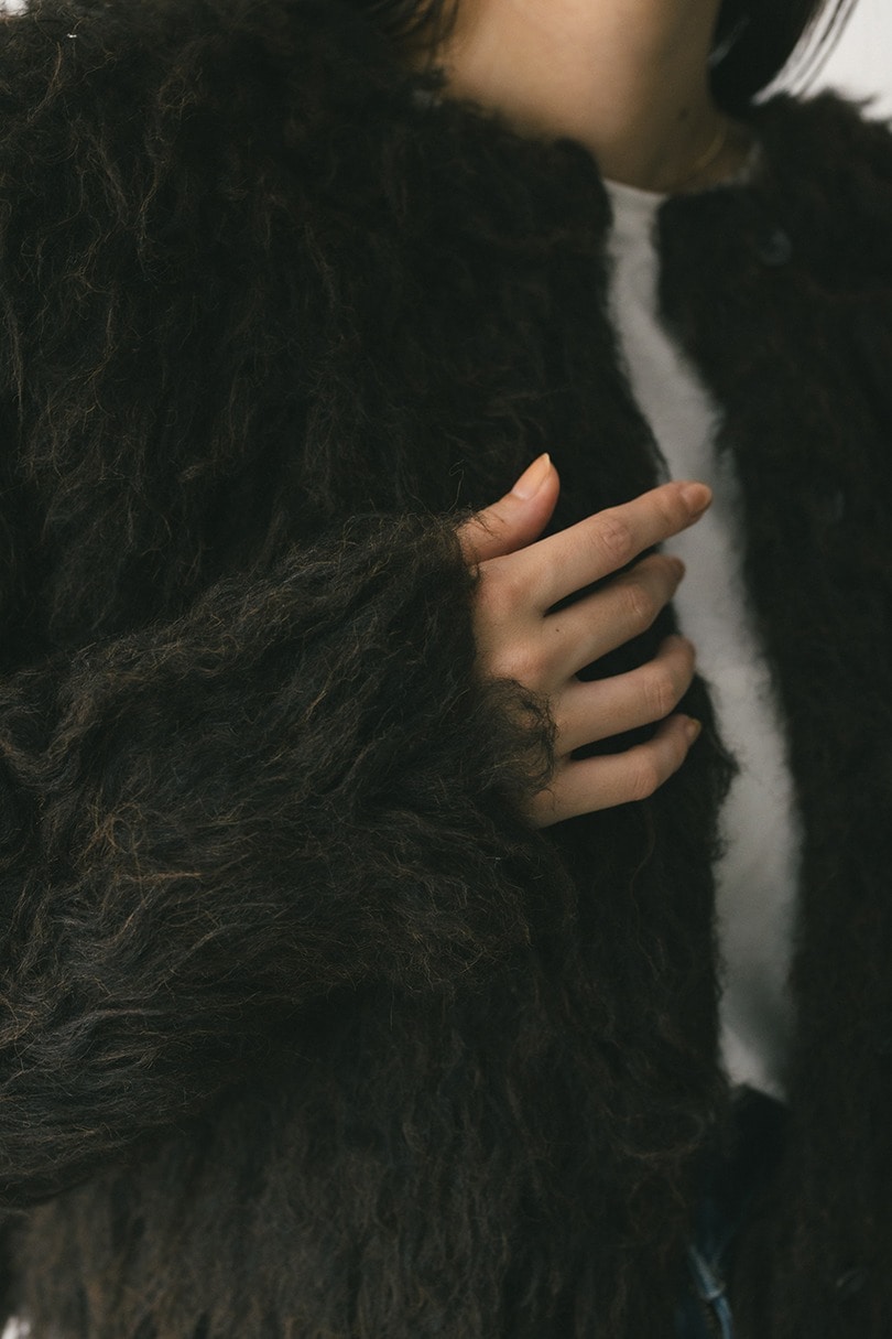 メランジシャギーショートニットカーデ 詳細画像 BRN 11