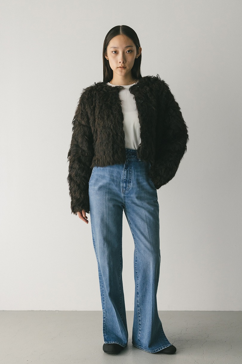 メランジシャギーショートニットカーデ 詳細画像 BRN 2