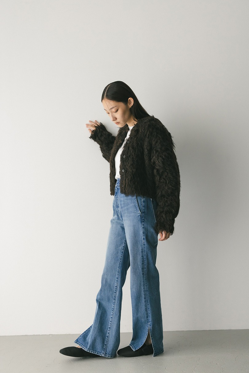 メランジシャギーショートニットカーデ 詳細画像 BRN 3