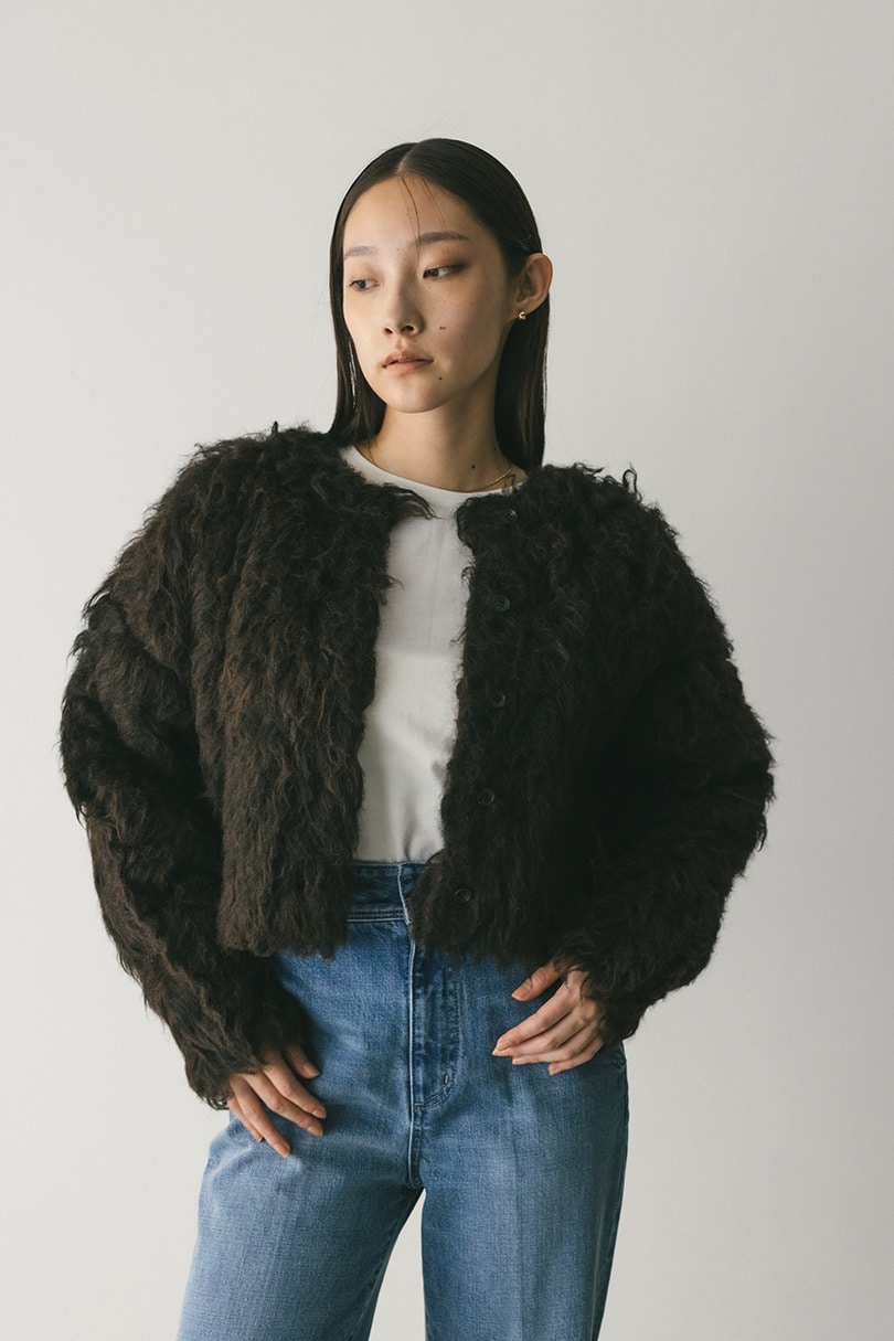 メランジシャギーショートニットカーデ 詳細画像 BRN 4