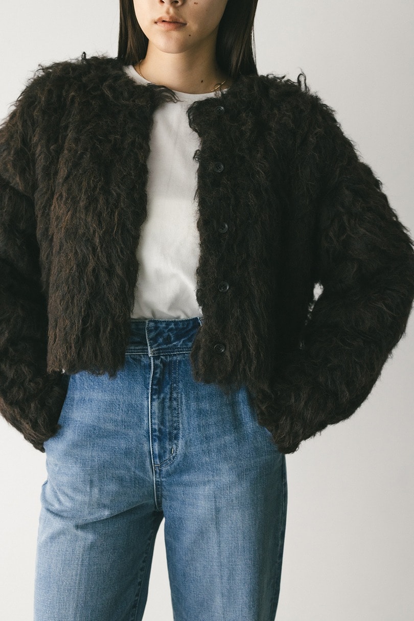 メランジシャギーショートニットカーデ 詳細画像 BRN 5