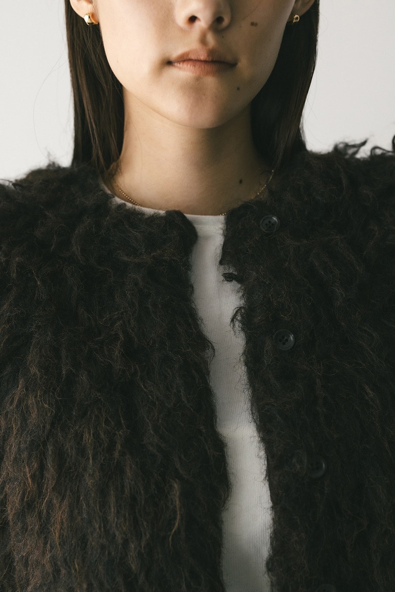 メランジシャギーショートニットカーデ 詳細画像 BRN 6