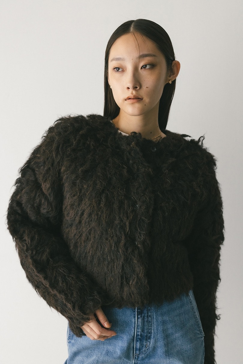 メランジシャギーショートニットカーデ 詳細画像 BRN 7