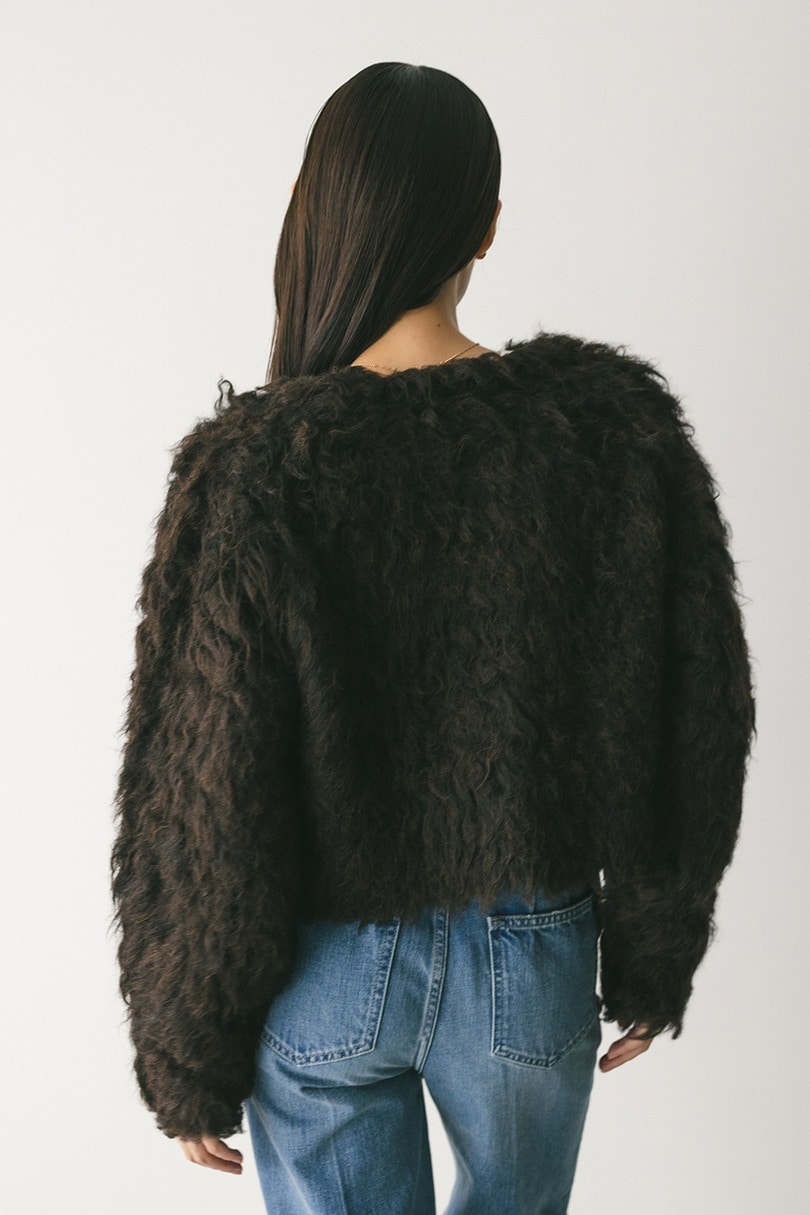 メランジシャギーショートニットカーデ 詳細画像 BRN 9