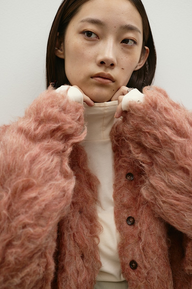 メランジシャギーショートニットカーデ