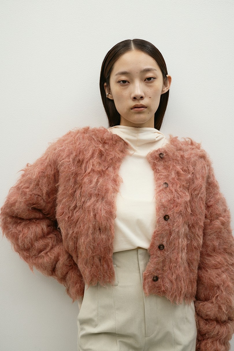 メランジシャギーショートニットカーデ 詳細画像 PNK 3