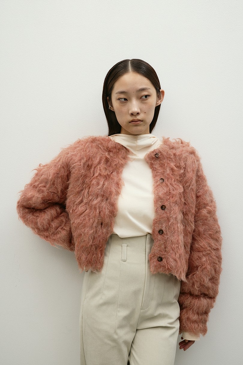 メランジシャギーショートニットカーデ 詳細画像 PNK 4