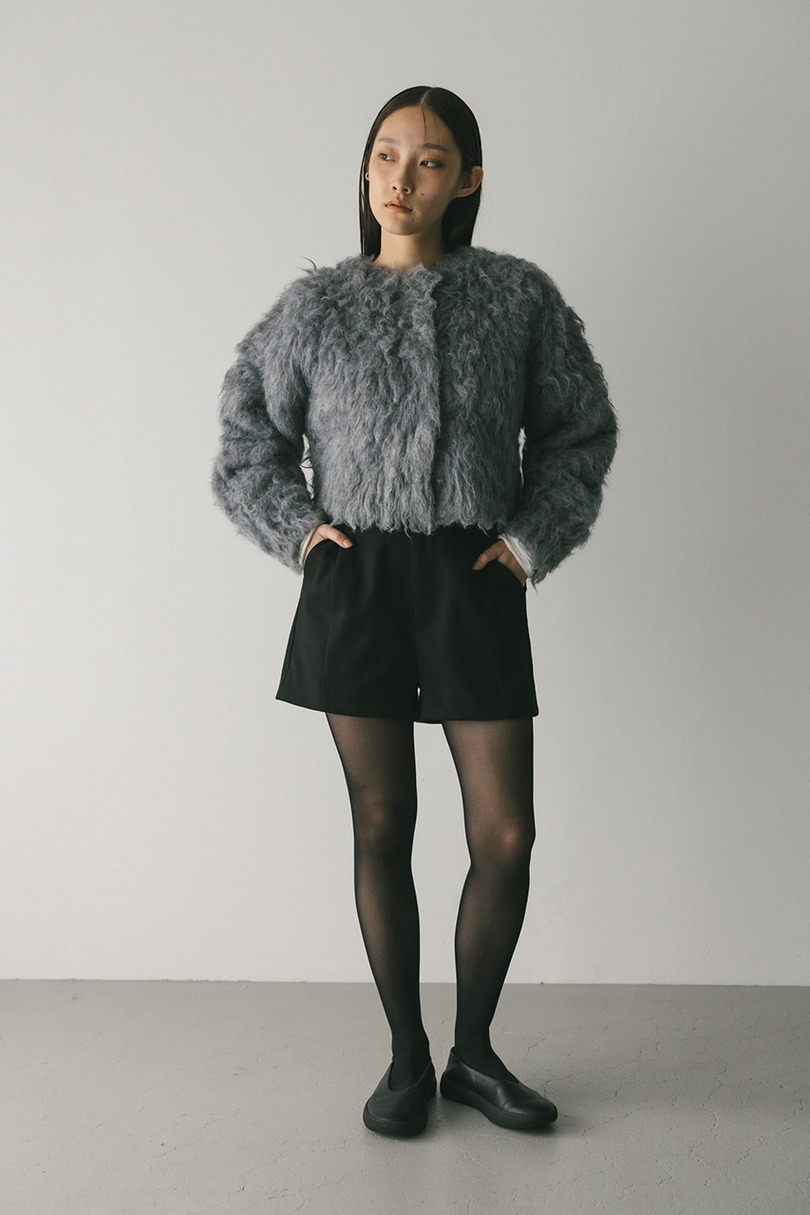 メランジシャギーショートニットカーデ