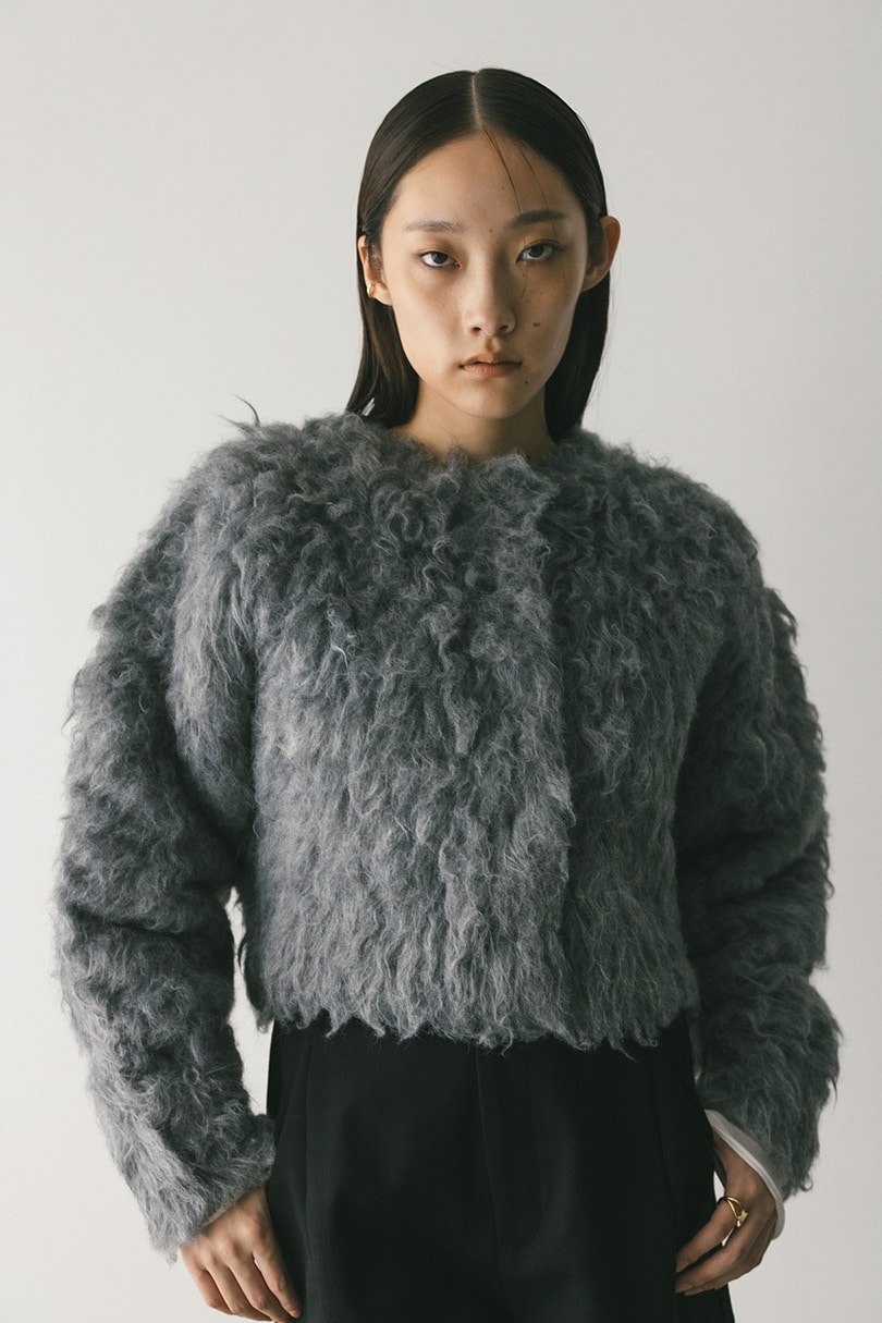 メランジシャギーショートニットカーデ 詳細画像 GRY 3