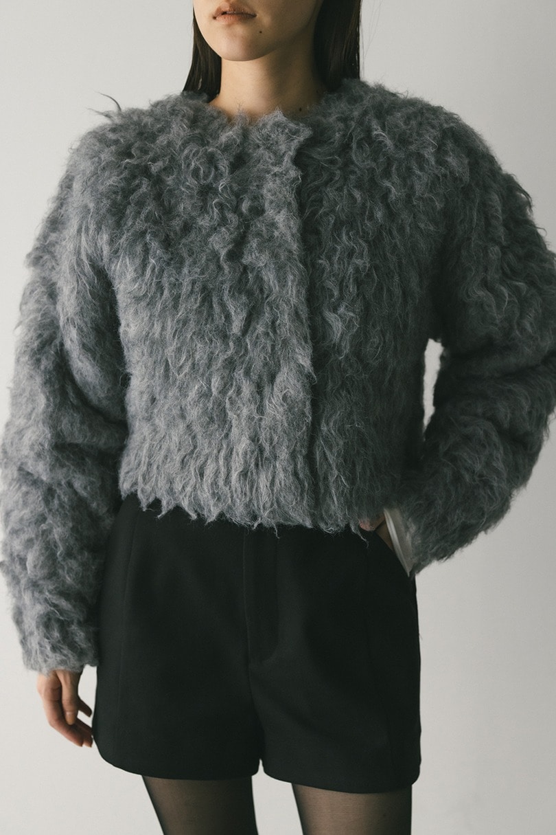 メランジシャギーショートニットカーデ 詳細画像 GRY 4