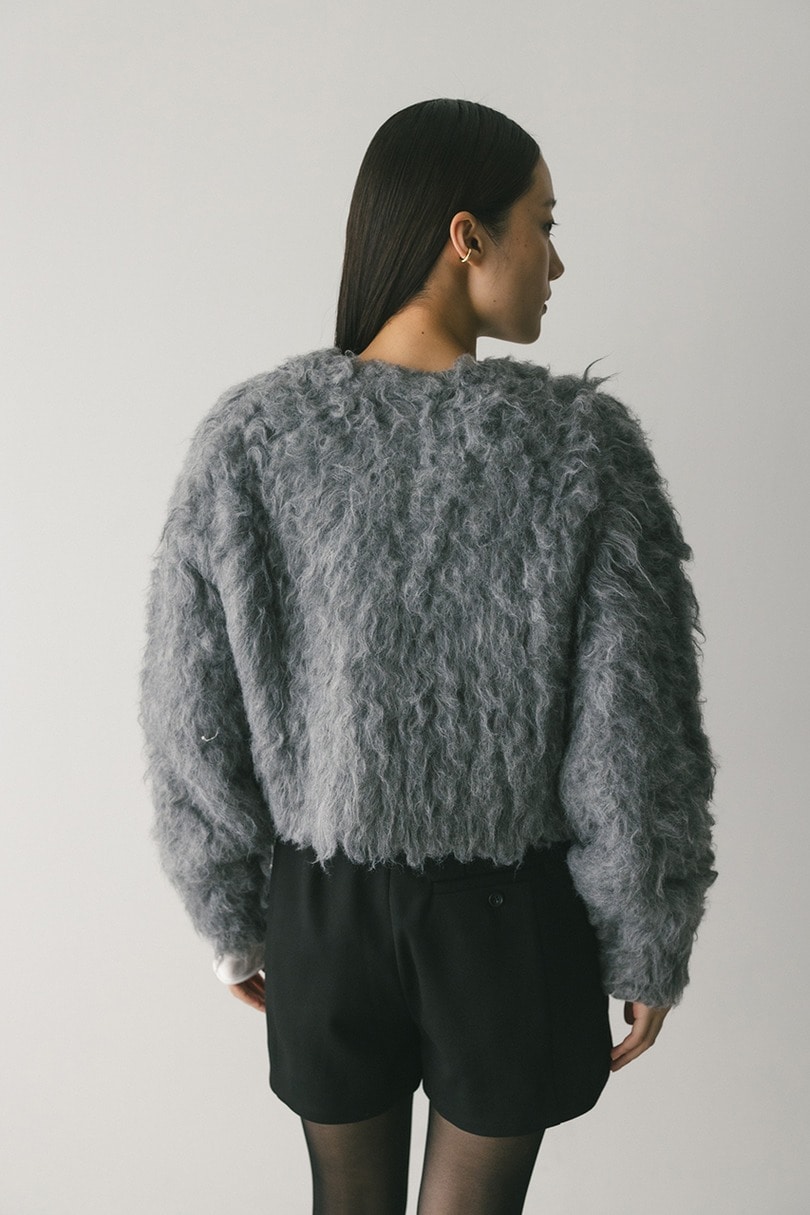 メランジシャギーショートニットカーデ 詳細画像 GRY 8