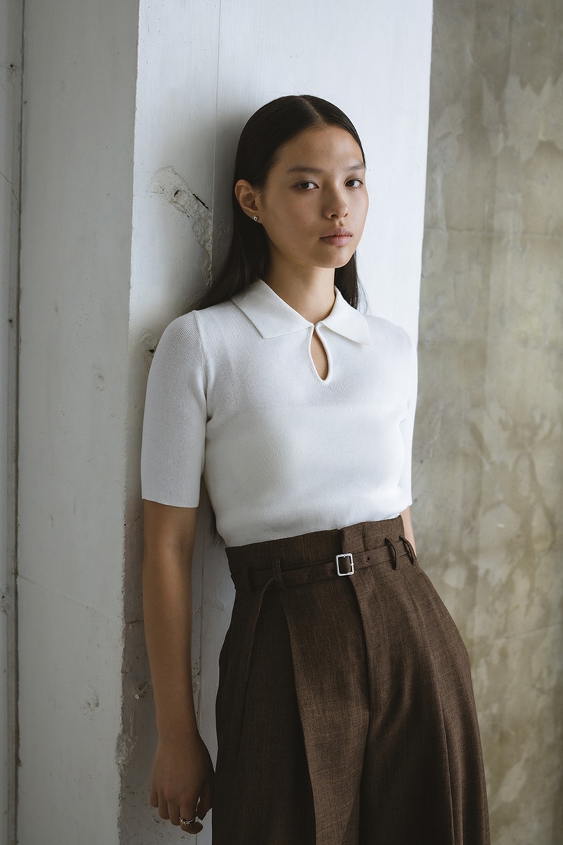 フロントホールニットポロ 詳細画像 WHT 4